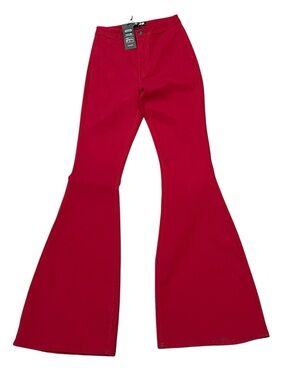 NWT JC & JQ Bright Red Flare Leg Pants Boho, Retro, 70’s party, Stretch, Long
